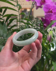 Baikalla Light Apple-Green Jadeite Jade "Half Round" Bangle Bracelet (53.5mm) 