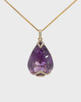 14k Yellow Gold Genuine Amethyst and Diamond Pendant Necklace
