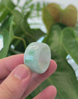 Natural Burmese Green Jadeite Jade Band Men's Ring