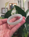 Baikalla Natural Icy Light Green Jadeite Jade Oval Bangle (52mm) 