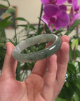Baikalla Icy Oil-Green Jadeite Jade Oval Bangle (57.5mm) 
