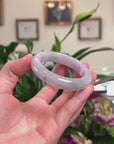 Baikalla Natural Icy Light Lavender W/ Green Patches Jadeite Jade "Half Round" Bangle Bracelet (52.5mm) 