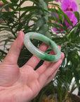 Baikalla Icy Vibrant Green Jadeite Jade "Half Round" Bangle Bracelet (58.7mm) 