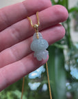 Baikalla 18k Yellow Gold Icy Green "Mischievous Little Monster" Jadeite Jade Pendant
