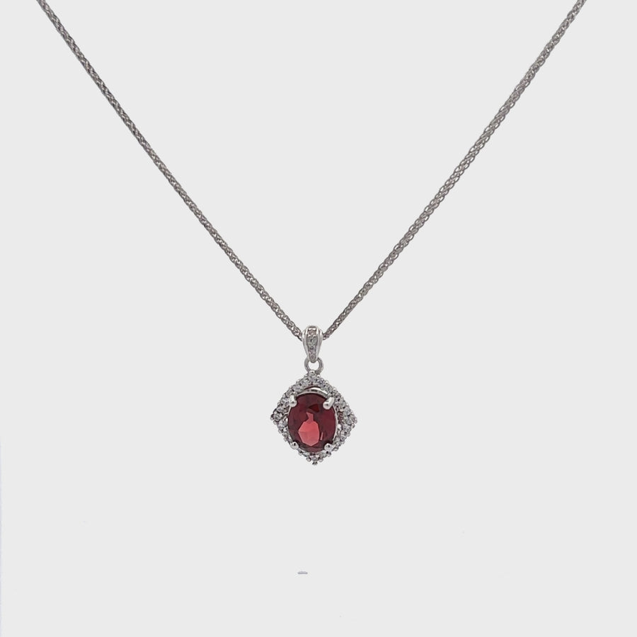 Baikalla™ Classic Oval Sterling Silver Natural Amethyst Citrine Garnet Topaz Necklace With CZ
