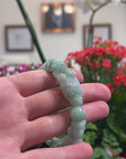Baikalla Natural Light Apple-Green Jadeite Jade "Dragon" Bead Bracelet