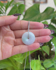 Baikalla "Good Luck Button" Necklace Lavender Green Jadeite Jade Lucky Ping An Kou Pendant