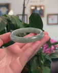 Baikalla Natural Oil-Green Jadeite Jade "Half Round" Bangle Bracelet (59.2mm) 