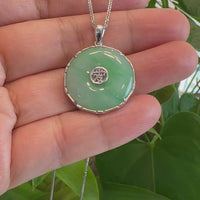 Baikalla "Good Luck Button" Necklace Green Jadeite Jade Lucky KouKou Pendant Necklace