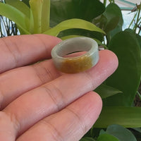 Genuine Burmese Yellow Jadeite Jade Men's Band Ring