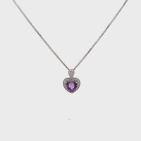 Baikalla™ Classic Heart Sterling Silver Natural Amethyst Citrine Garnet Necklace With CZ