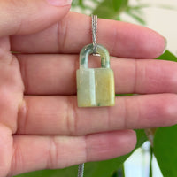 Baikalla Yellow and Ice Jadeite Jade Lock Necklace Pendant