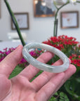 Baikalla Natural Icy Blue-Green Flowers Jadeite Jade "Traditional Full Round" Bangle Bracelet (53.8mm) 