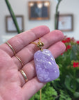 Baikalla Natural Vixen Lavender Jadeite Jade "Lotus Flower" Pendant W/ 14ky Gold Bail