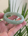Icy Light Oil-Green Natural Burmese Jadeite Jade Bangle – Oval Half Round (53.6mm) TT920