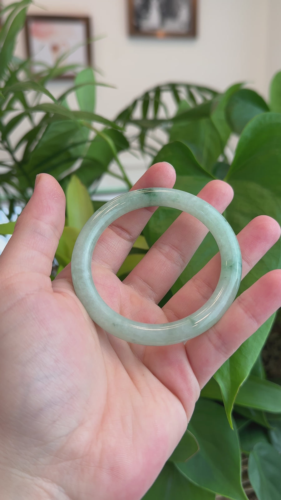 Natural Burmese Ice Blue Green Jadeite Jade Bangle Bracelet (54.76mm) #T045