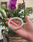 Baikalla Light Green Jadeite Jade "Half Round" Bangle Bracelet (68mm) 