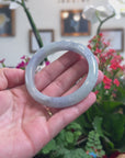 Baikalla Natural Light Blue-Green & Lavender Jadeite Jade "Half Round" Bangle Bracelet (57.7mm) 