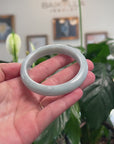 Baikalla Natural Light Blue-Green Jadeite Jade "Half Round" Bangle Bracelet (57.4mm) 