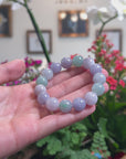 Baikalla Natural Icy Lavender & Green Jadeite Jade Round Bead Bracelet (12.5mm)