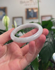 Baikalla Natural Icy Light Green Jadeite Jade "Half Round" Bangle Bracelet (52.9mm) 