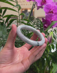 Baikalla Light Blue-Green & Smoky Lavender Jadeite Jade "Half Round" Bangle Bracelet (60mm) 