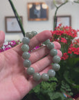 Baikalla Natural Oil-Green Jadeite Jade Round Bead Bracelet (12.7mm)