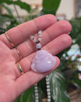 Baikalla "Happy Buddha" Natural Lavender Jadeite Jade Pendant W/ Beaded Necklace