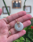 18k Rose Gold Natural Green Jadeite Jade Constellation (Aquarius) Necklace Pendant W/ Diamonds & Ruby