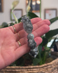 Baikalla Natural Black Wuji & Light Green Jadeite Jade "Dragon" Bead Bracelet