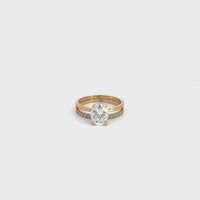 Baikalla 14k Yellow Gold Oval Moissanite Diamond 2 in 1 Engagement Ring Set