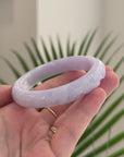 Baikalla Dragon Carving Natural Lavender & Faint Green Jadeite Jade "Half Round" Bangle Bracelet (56.8mm) 