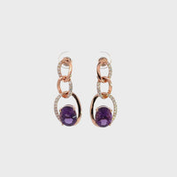 Baikalla™ 18k Rose Gold Amethyst and Diamond Dangle Earrings
