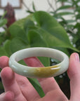 Baikalla Natural Yellow Jadeite Jade Oval Bangle Bracelet (53.6 mm) 