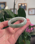 Baikalla Natural Oil-Green Patch Jadeite Jade "Half Round" Bangle Bracelet (53.3mm) 