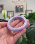 High-End Natural Vixen Lavender Jadeite Jade "Half Round" Bangle Bracelet (55mm) 