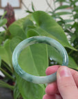 Baikalla Natural Forest Green Jadeite Jade Oval Bangle Bracelet (55.5 mm) 