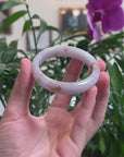 Baikalla Light Lavender & Sajin Flowers Jadeite Jade "Half Round" Bangle Bracelet (55mm) 