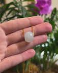 Baikalla "Ping An Kou" (Good Luck Button) White Jadeite Jade Pendant Necklace