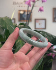 Baikalla Natural Light Blue-Green Jadeite Jade "Half Round" Bangle Bracelet (59.4mm) 