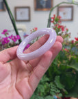 High-End Natural Icy Light Pink-Lavender "Traditional Round" Jadeite Jade Bangle Bracelet (51.9mm) 