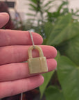 Baikalla Genuine Ice Yellow Jadeite Jade Lock Necklace Pendant