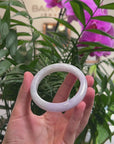 Baikalla Lavender & Light Green Jadeite Jade "Half Round" Bangle Bracelet (59mm) 