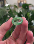 Baikalla Natural Icy Apple-Green W/ Sajin (Golden Dust) Jadeite Jade Traditional Ring 
