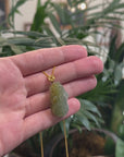 Baikalla Icy Oil-Green & Hazel "PiXiu" (Fortune Beast) Genuine Burmese Jadeite Jade Pendant W/ 18K Yellow Gold Bail