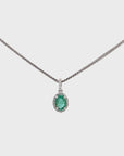 14k White Gold Natural Emerald Pendant Necklace