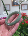 Baikalla Natural Oil-Green Jadeite Jade "Half Round" Bangle Bracelet (53.5mm) 