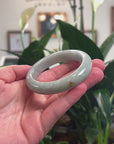Baikalla Natural Light Blue-Green W/ Sajin Jadeite Jade "Half Round" Bangle Bracelet (55.5mm) 