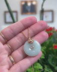 18k Rose Gold Genuine Burmese Jadeite Constellation (Aquarius) Necklace Pendant with Diamonds & Ruby