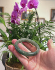 Baikalla Dark Oil-Green Jadeite Jade "Half Round" Bangle Bracelet (57.3mm) 